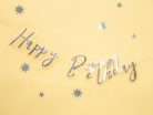 Banner Happy Birthday ezüst 16.5x62cm