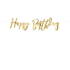 Banner Happy Birthday arany 16.5x62cm