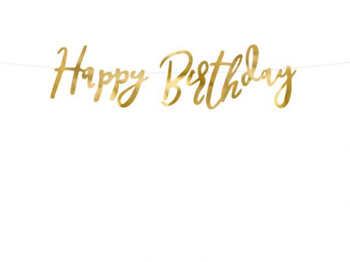 Banner Happy Birthday arany 16.5x62cm