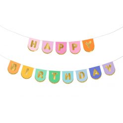 Papír Banner, "Happy Birthday" vegyes színek